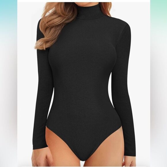 MANGOPOP - Black Long Sleeve Bodysuit - Women's size L NWT! - Picture 8 of 8